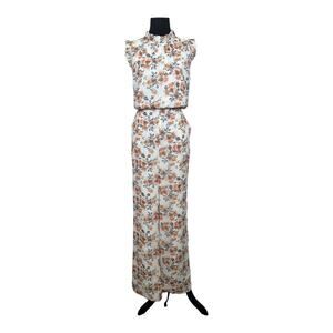 Ali & Jay in Ecru Floral ruffle detail sleeveless jumpsuit size Med
